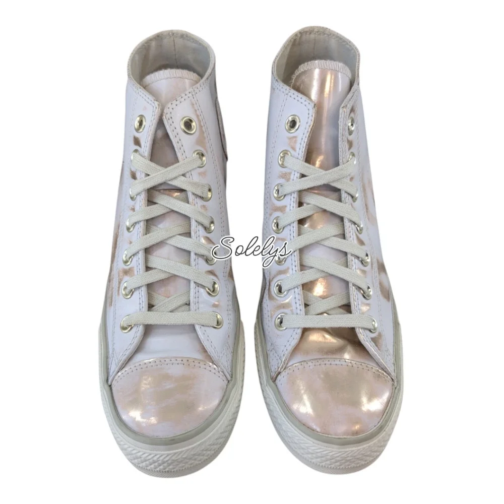 Converse 2016 Rare Lux Mid Hidden Wedge Brush Off Leather White Gold Sneaker 10 - Picture 2 of 10